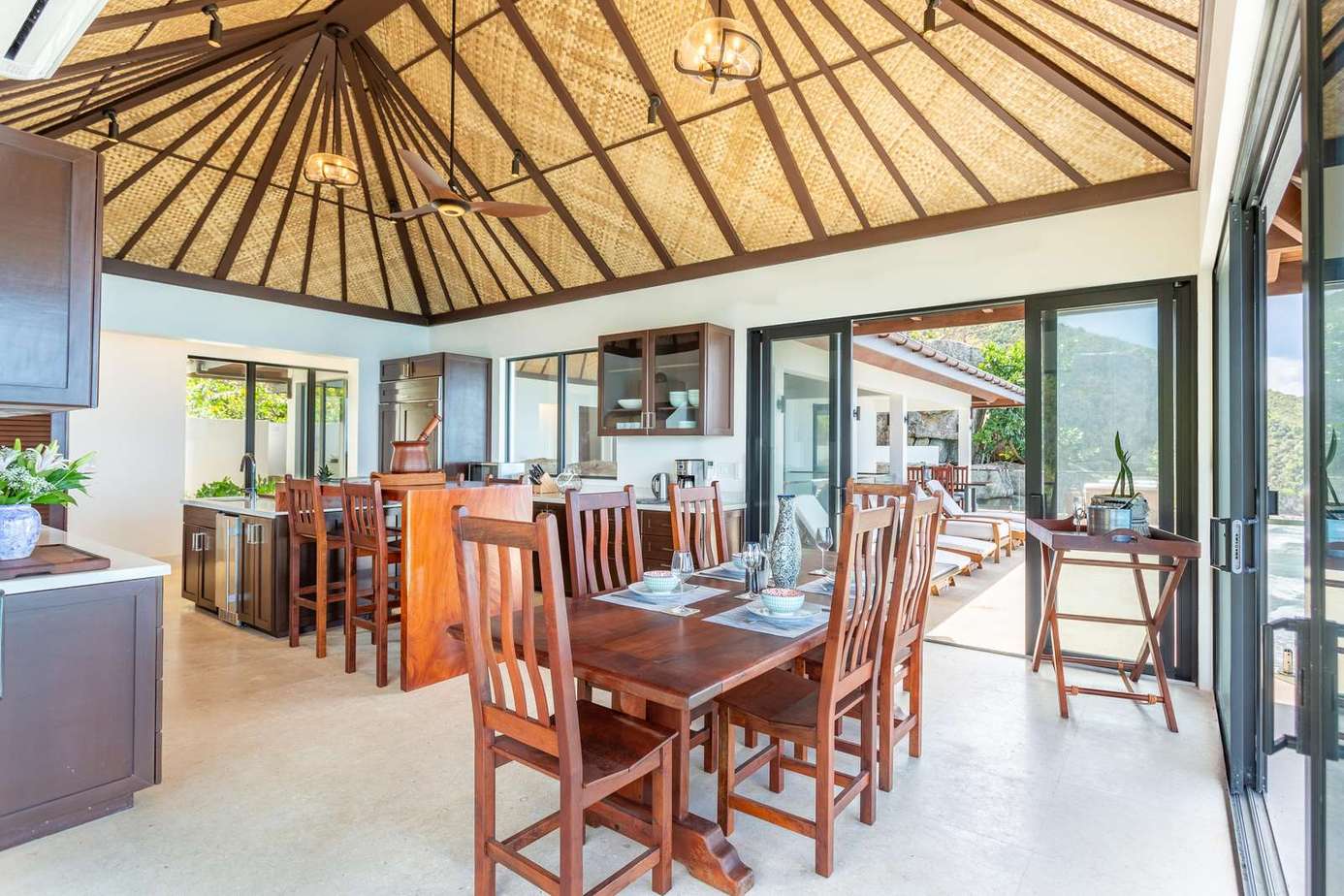 Spacious dining area with panoramic views and natural light