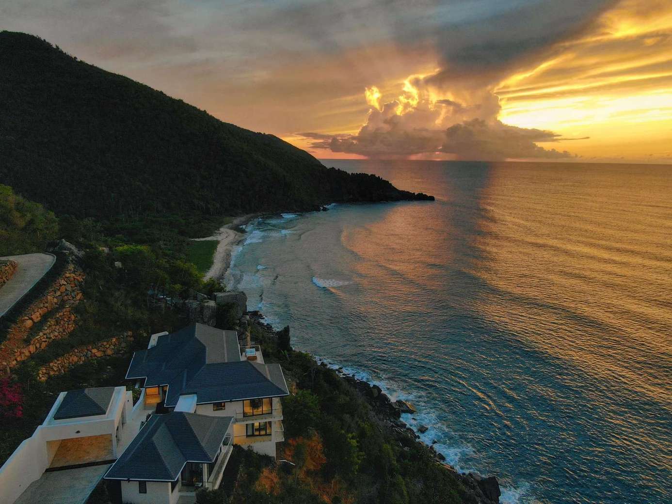 Sunset views over the ocean from the coastal retreat
