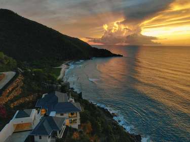 Sunset views over the ocean from the coastal retreat