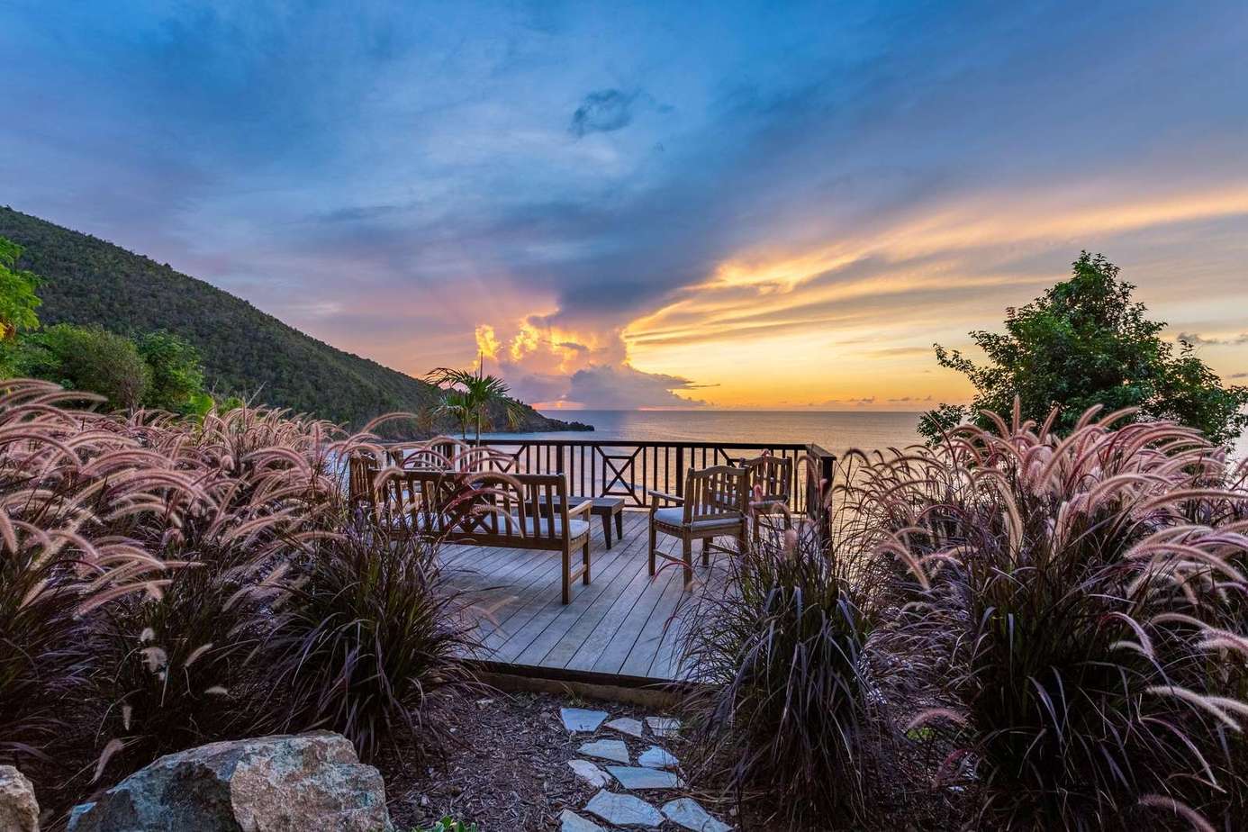 Sunset views from the serene outdoor patio retreat