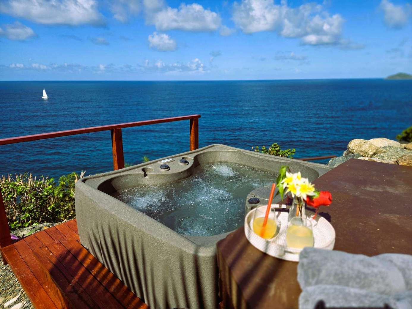 Oceanfront hot tub retreat with stunning panoramic views