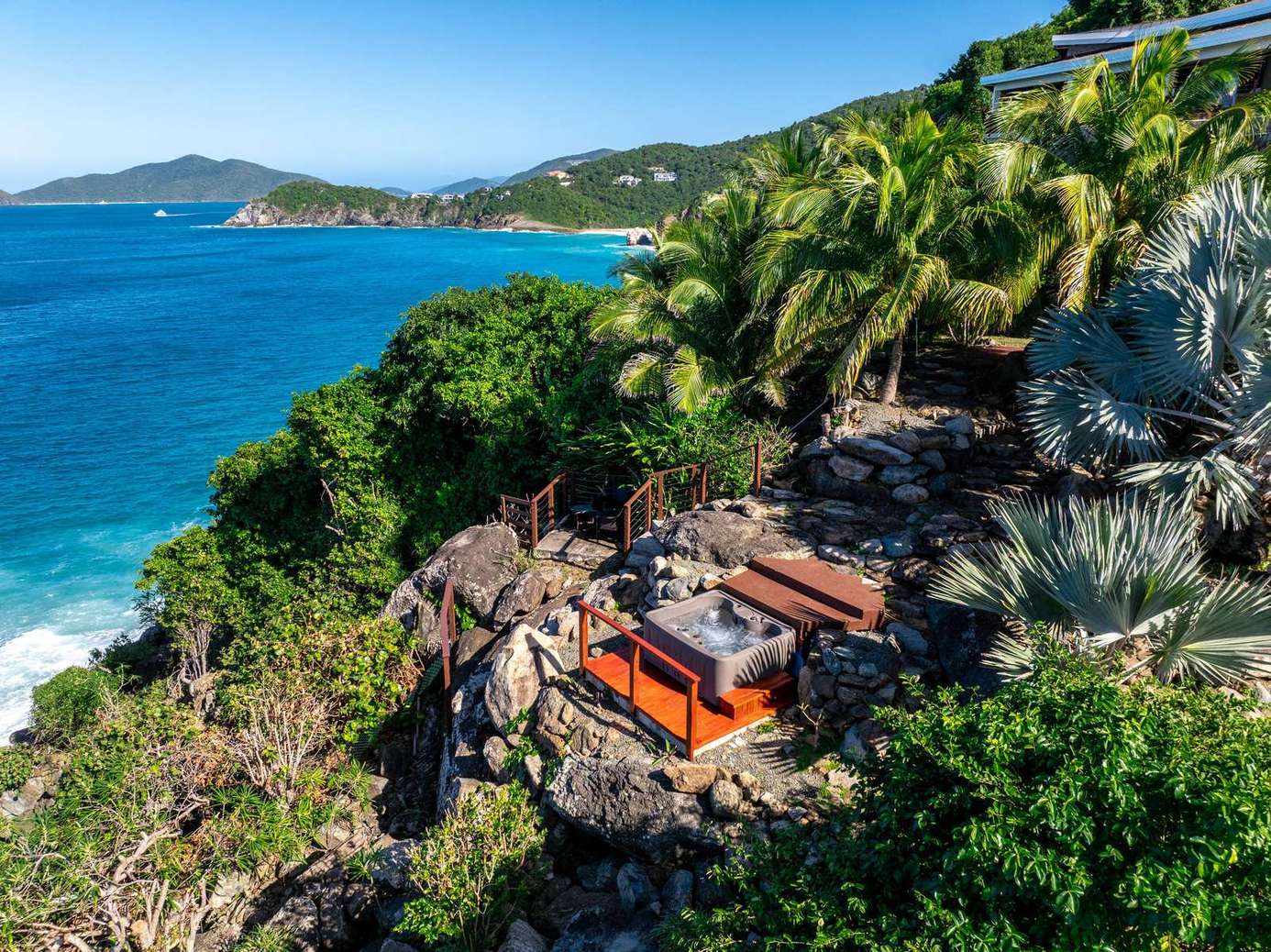 Secluded oceanfront patio with stunning panoramic views