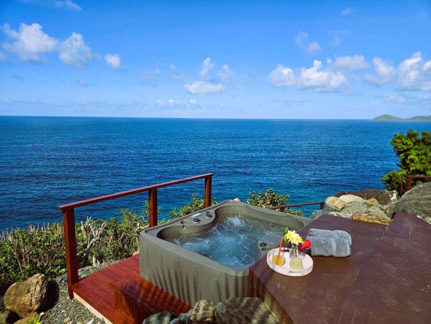 Oceanfront hot tub retreat with stunning coastal views