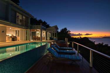 Sunset views from the serene poolside patio retreat