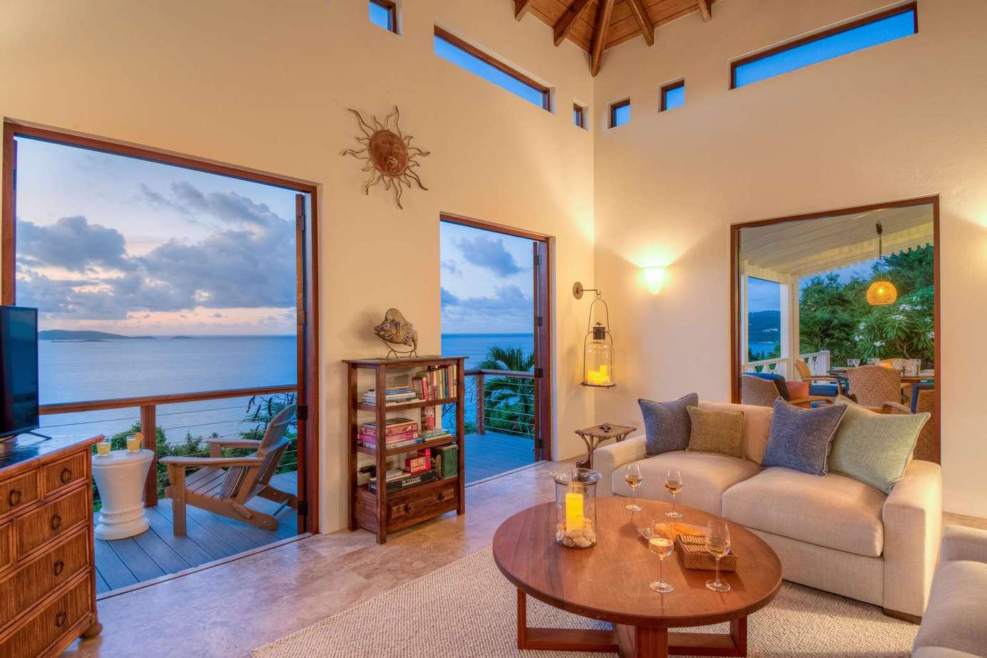 Sunset views and cozy comfort in the living room