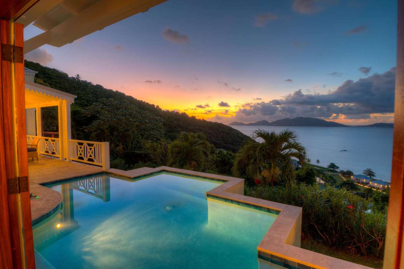 Sunset views from the infinity pool patio retreat