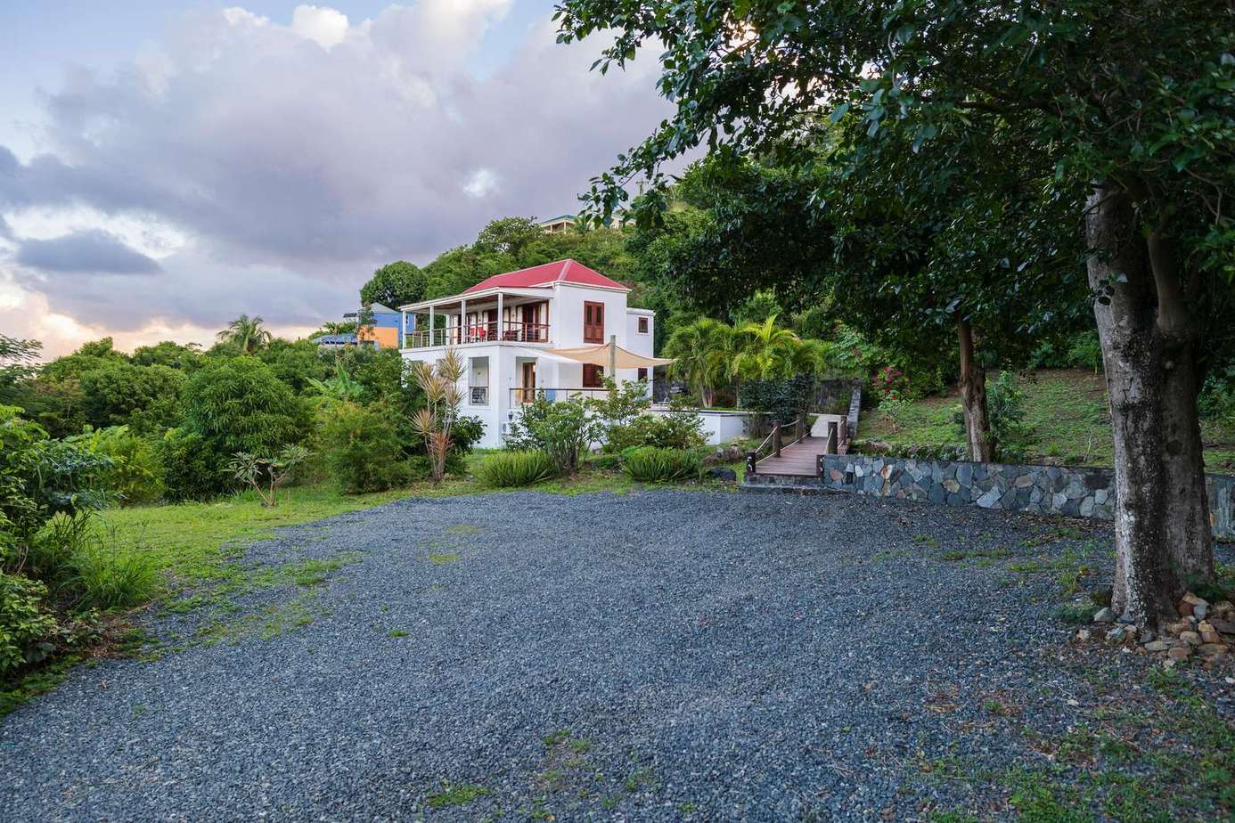 Spacious outdoor retreat with lush greenery and peaceful views