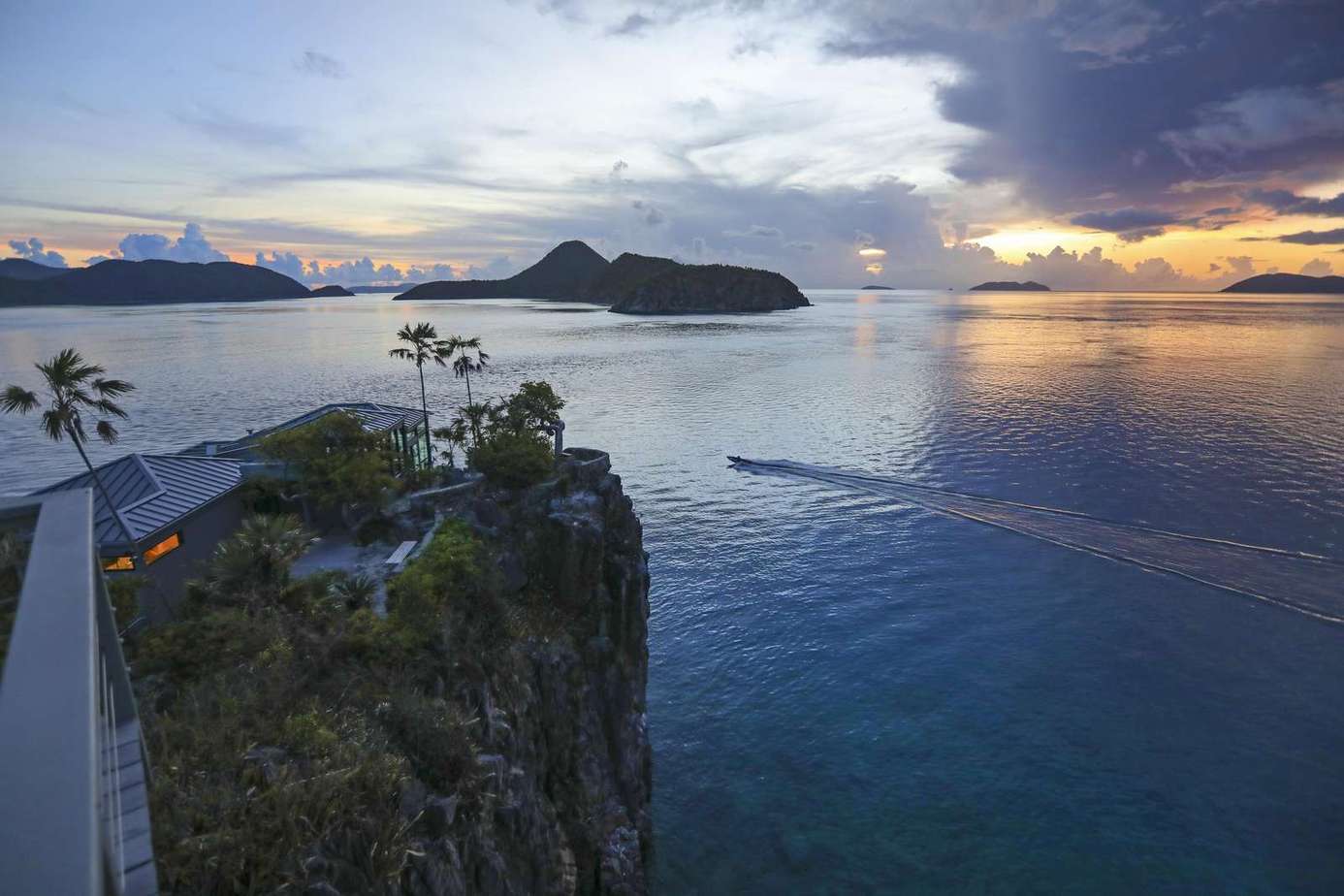 Sunset views from the cliffside balcony retreat