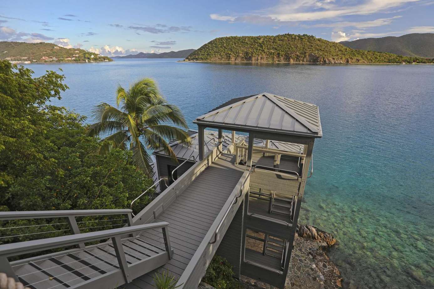Secluded waterfront dock with stunning ocean views