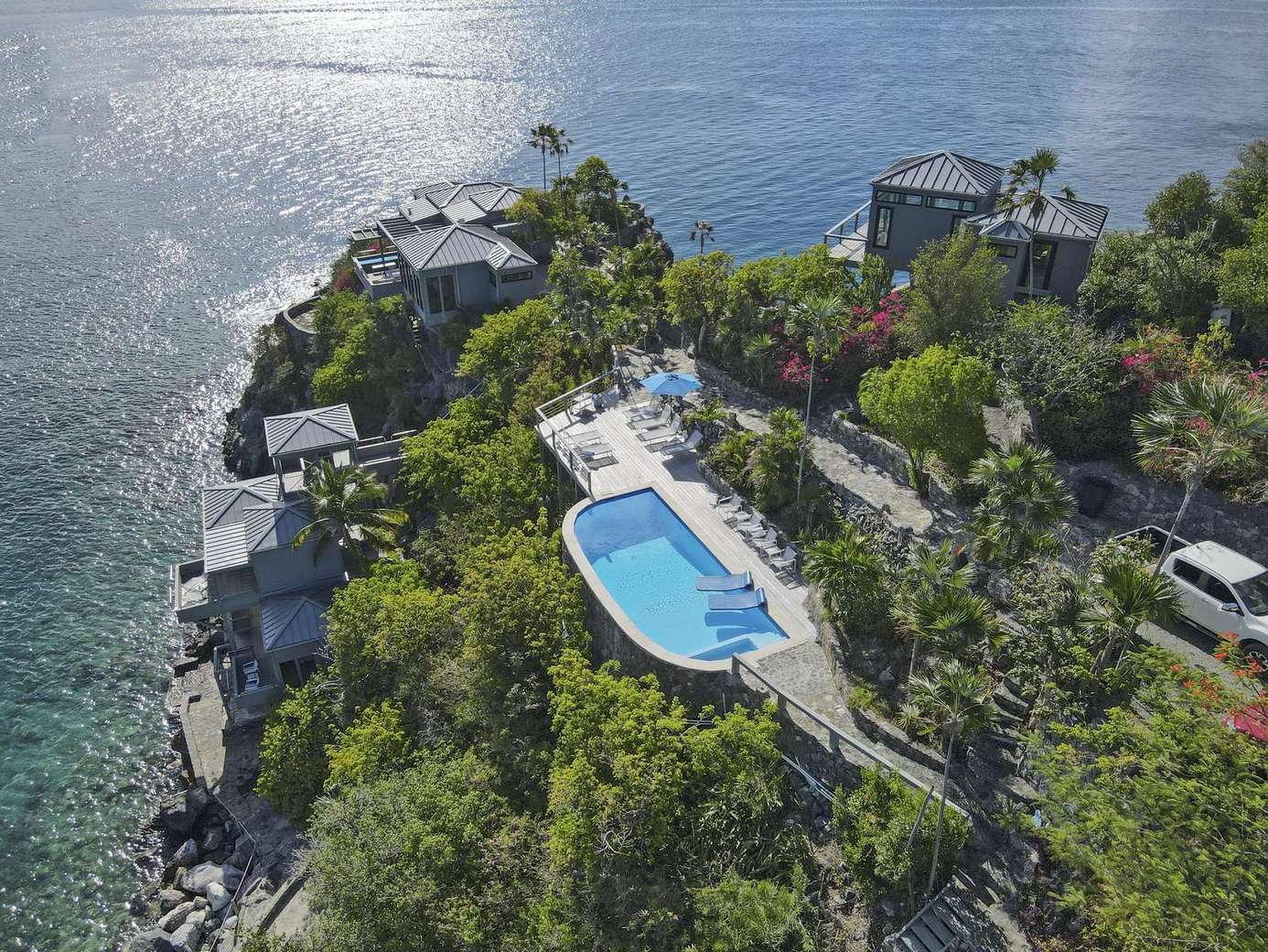 Secluded hillside retreat with stunning ocean views and pool