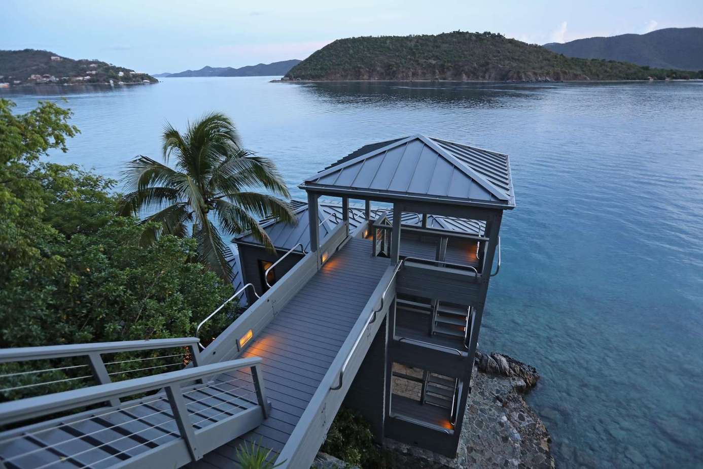Secluded waterfront gazebo with stunning ocean views
