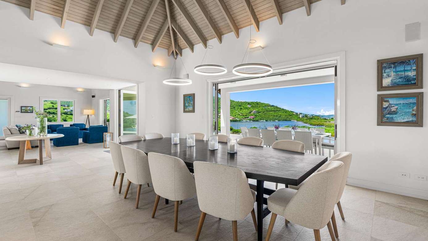 Spacious dining area with panoramic views and natural light