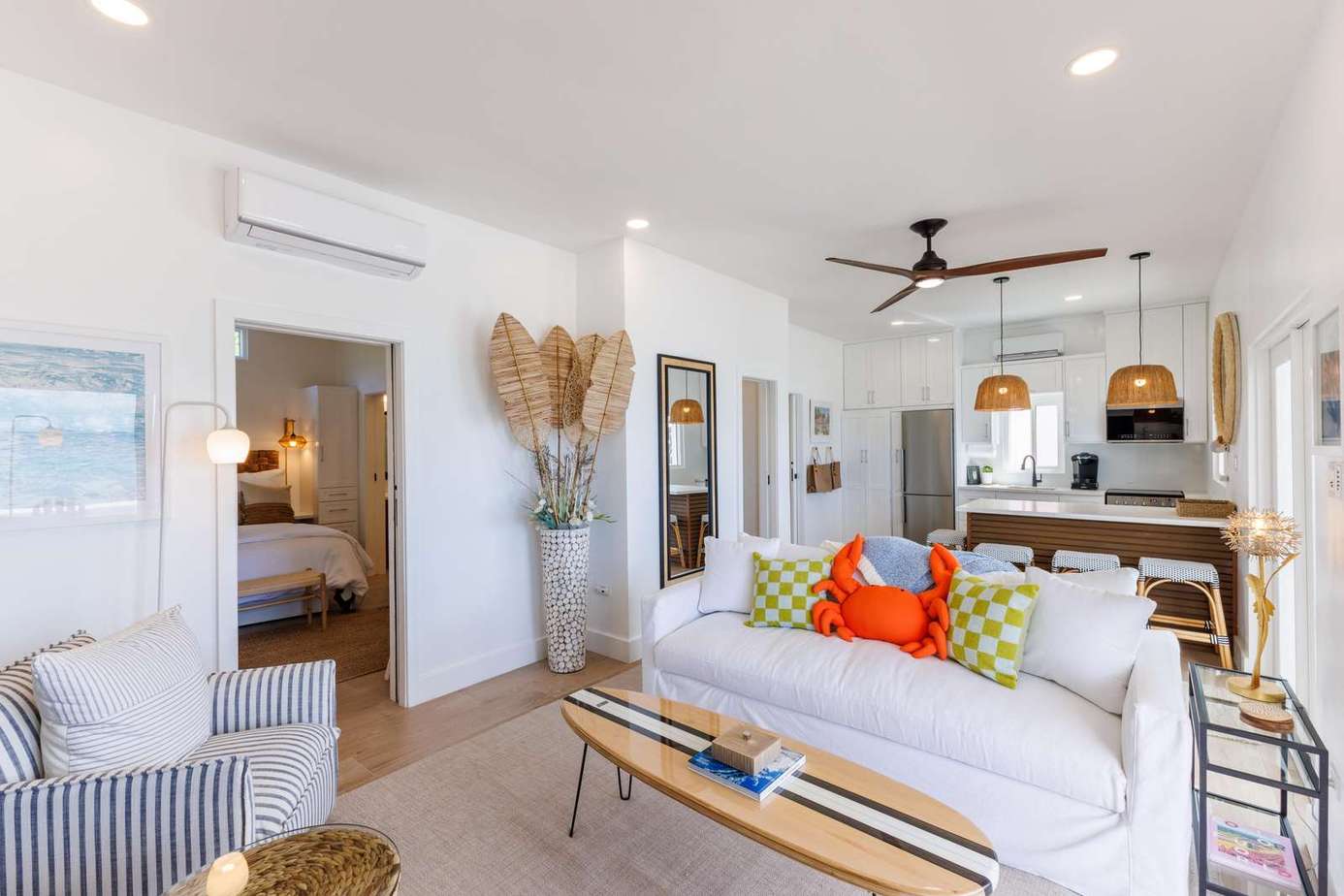 Bright and airy living room with cozy, modern touches