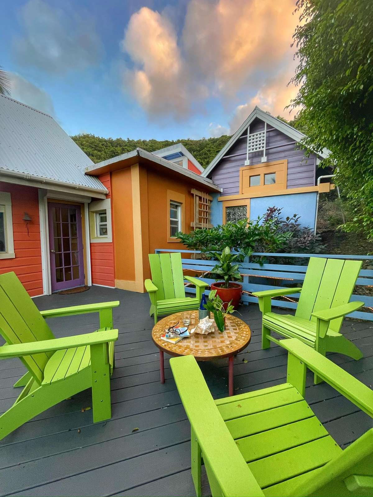 Cozy outdoor patio with vibrant seating for relaxing evenings - property