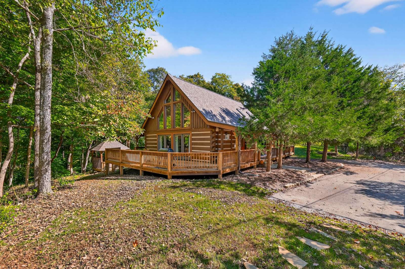 Cozy cabin retreat surrounded by lush forest tranquility