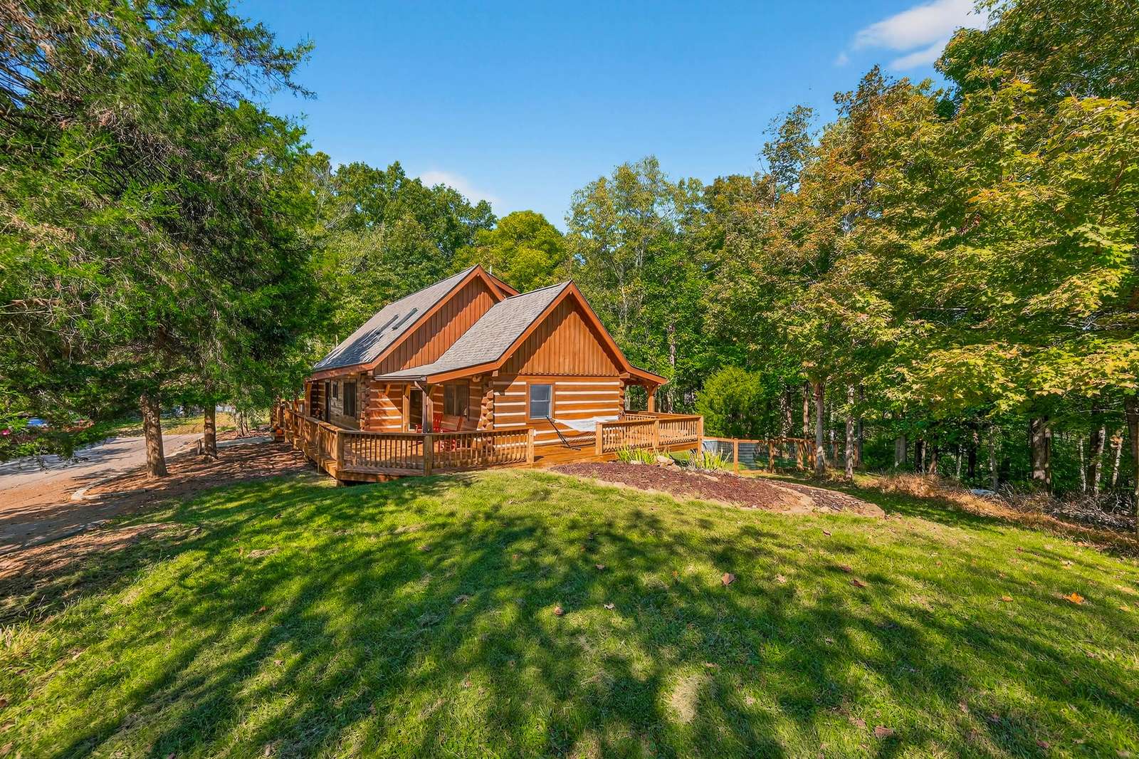 Secluded cabin retreat surrounded by lush forest tranquility