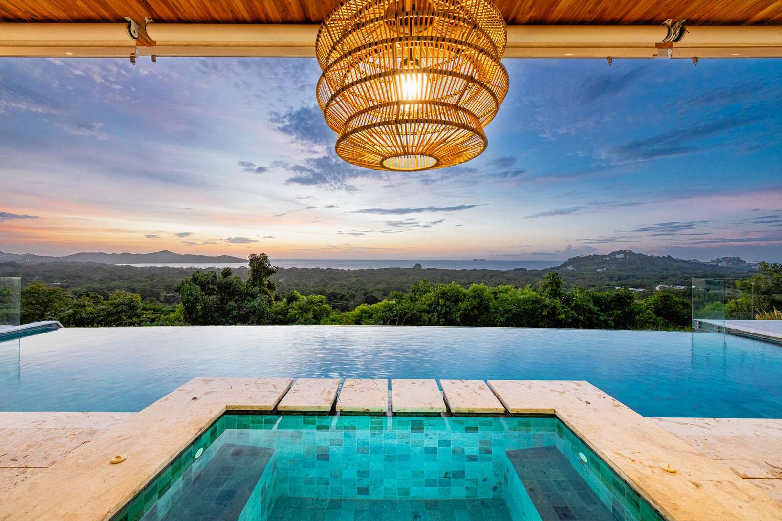 Sunset views from the infinity pool and cozy hot tub