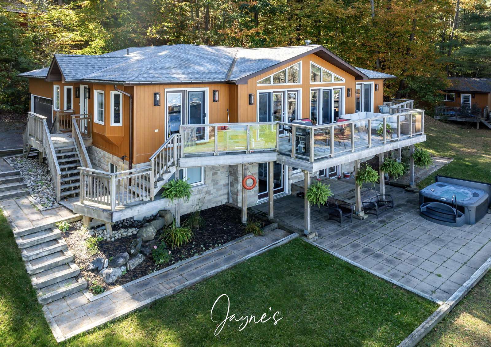 Spacious multi-level deck perfect for outdoor gatherings