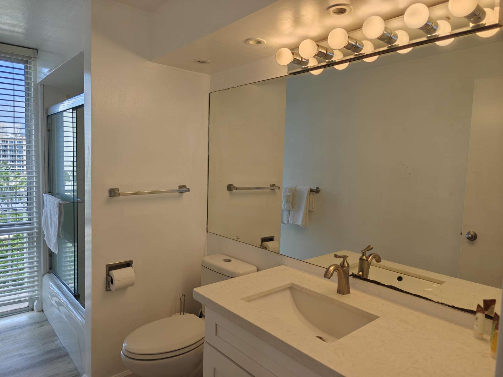 Bright, airy bathroom with modern fixtures and natural light