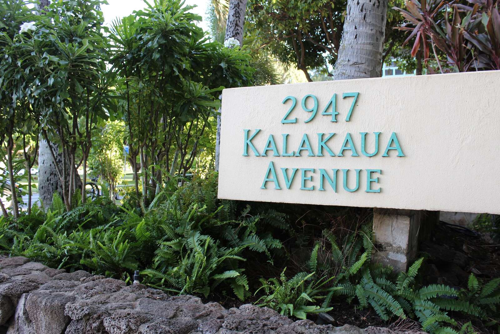 Lush tropical entrance welcomes your relaxing retreat