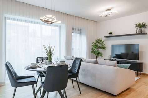 Bright and airy living and dining area with modern comfort