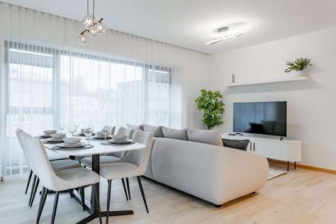 Bright and airy living and dining area with modern comfort