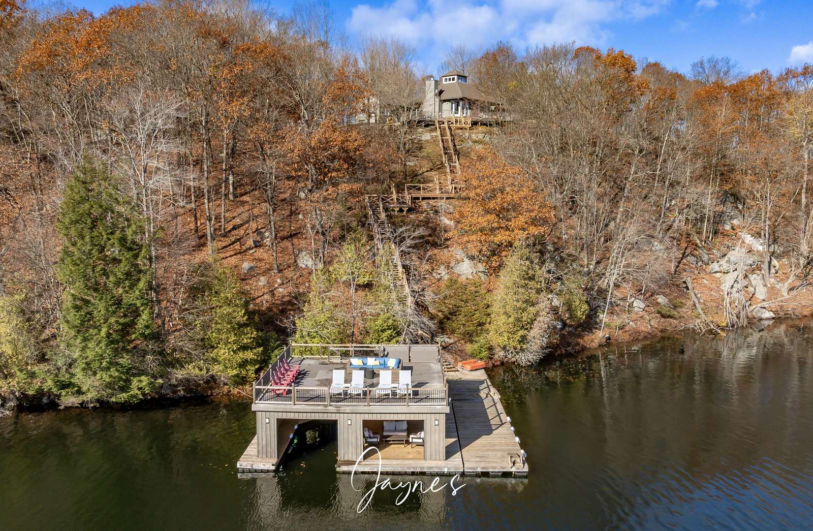 Secluded lakeside dock perfect for fishing and relaxing - property