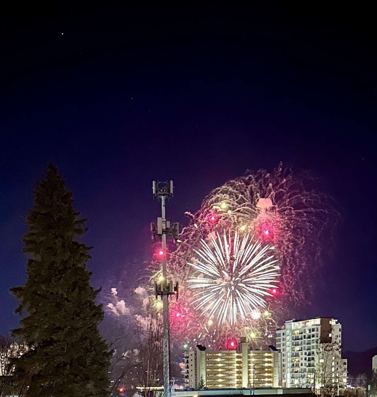 Spectacular fireworks view from the top balcony