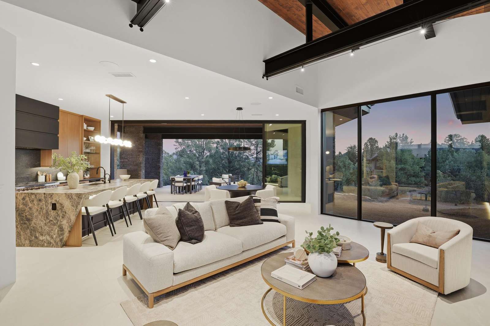 Spacious living room with panoramic views and modern comfort