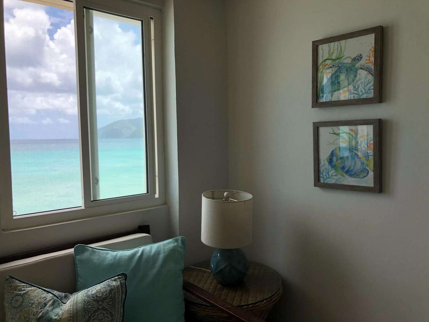Cozy corner with ocean views and soothing decor