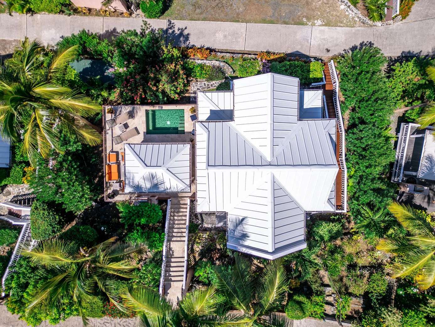 Secluded tropical retreat with private pool and lush greenery
