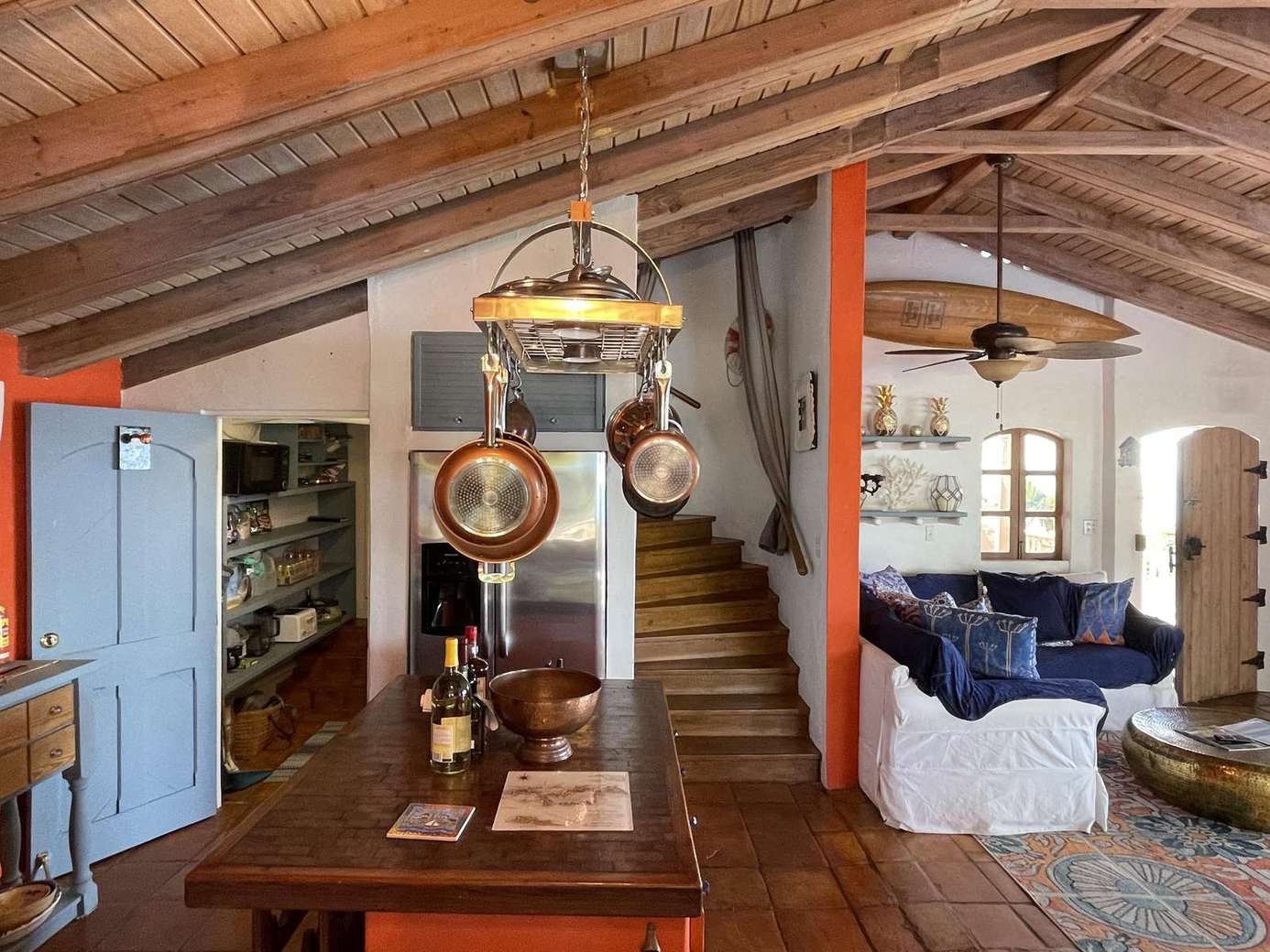 Cozy dining area with rustic charm and open living space