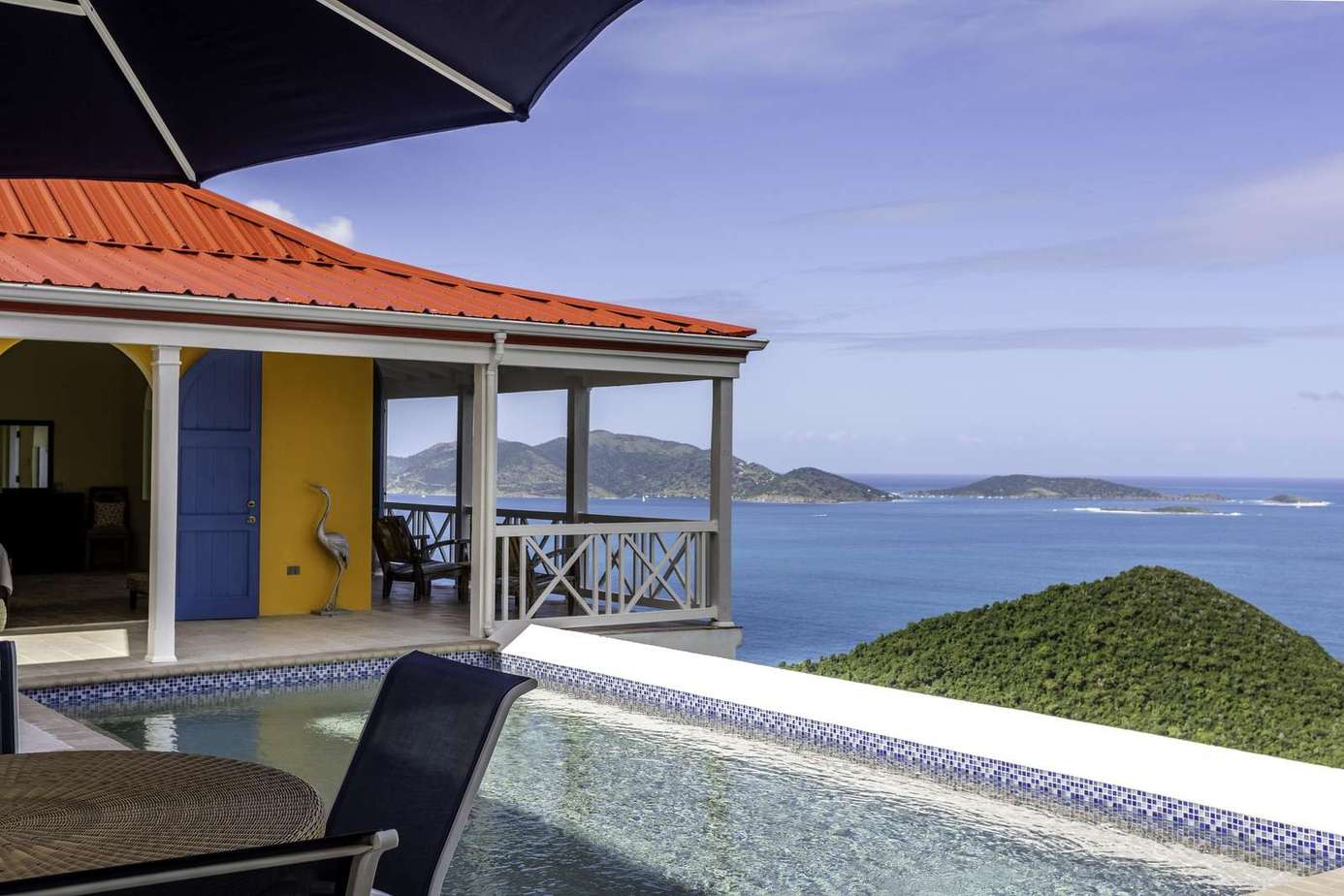 Private patio with infinity pool and panoramic ocean views