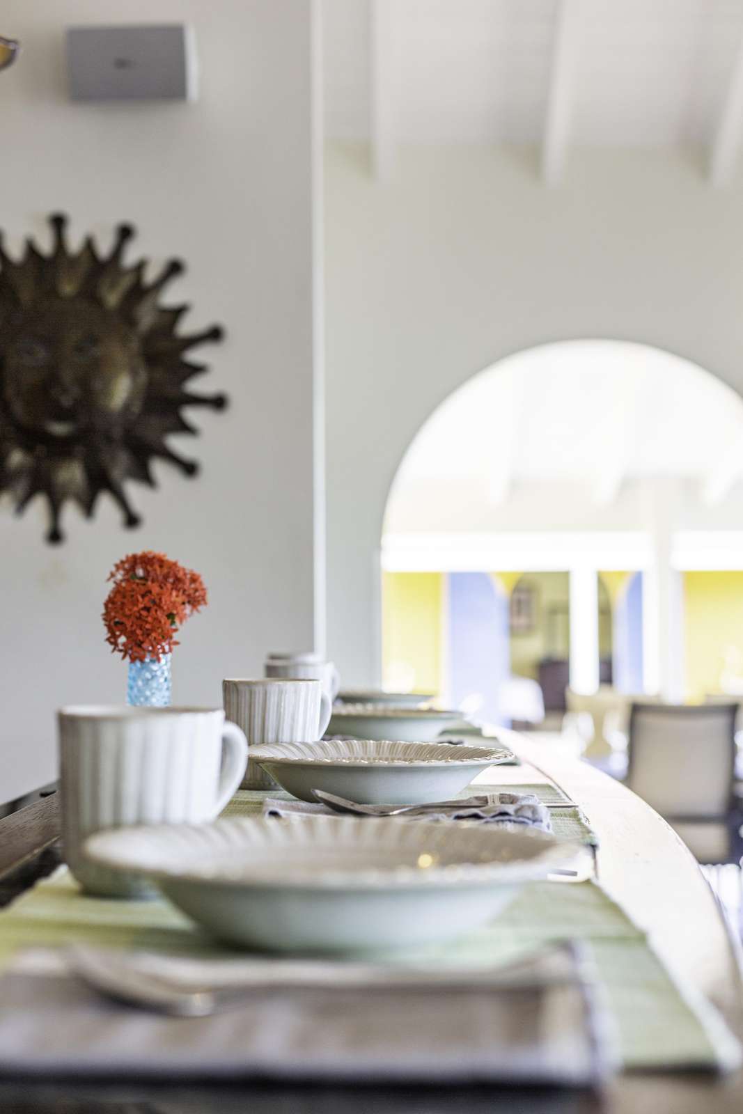 Bright dining area with ocean views and coastal charm