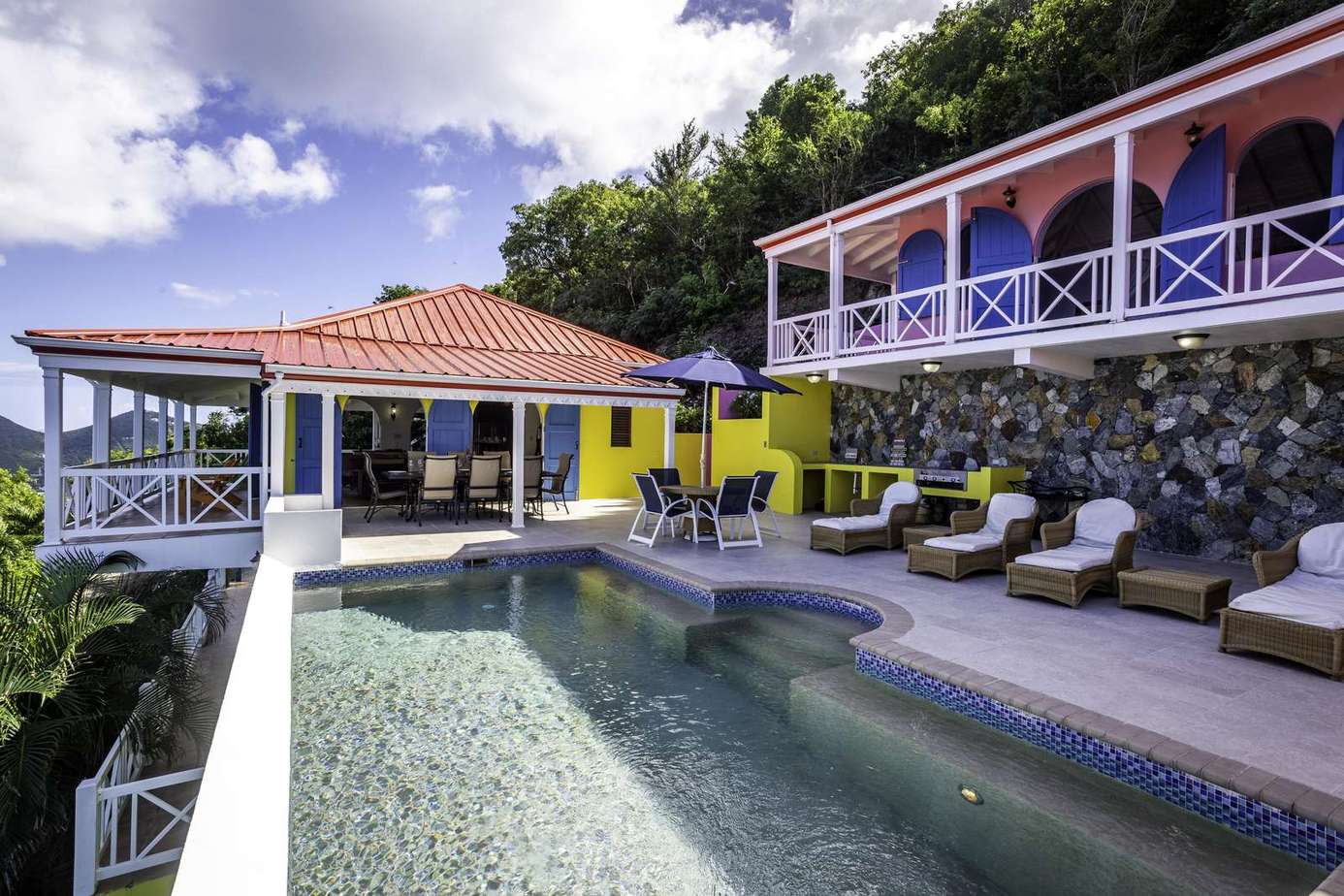 Sun-drenched poolside retreat with panoramic views