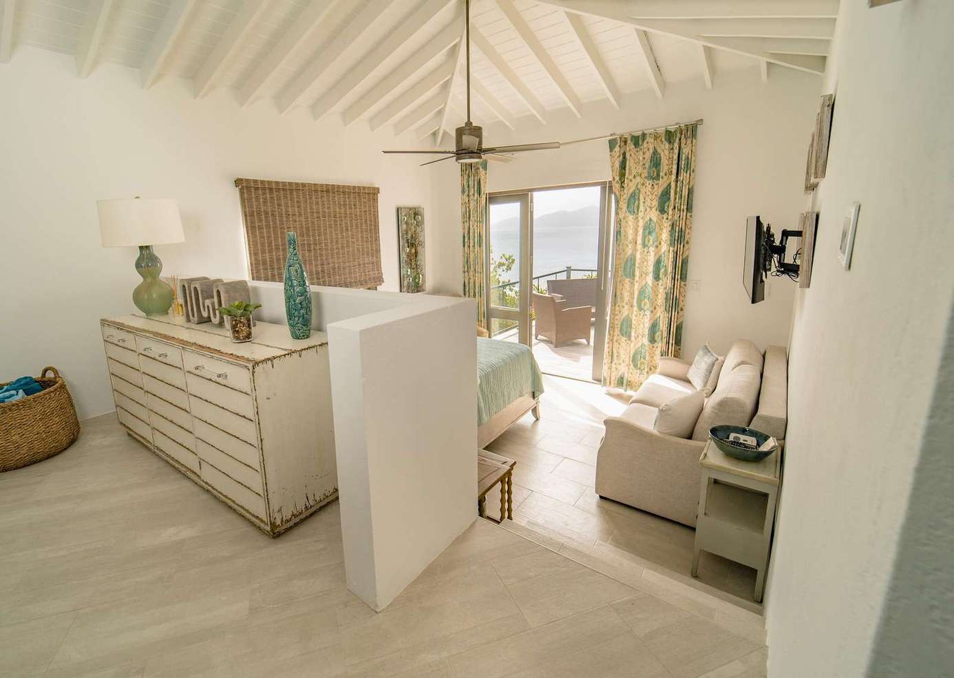 Bedroom 2 is on the main deck adjacent to the kitchen