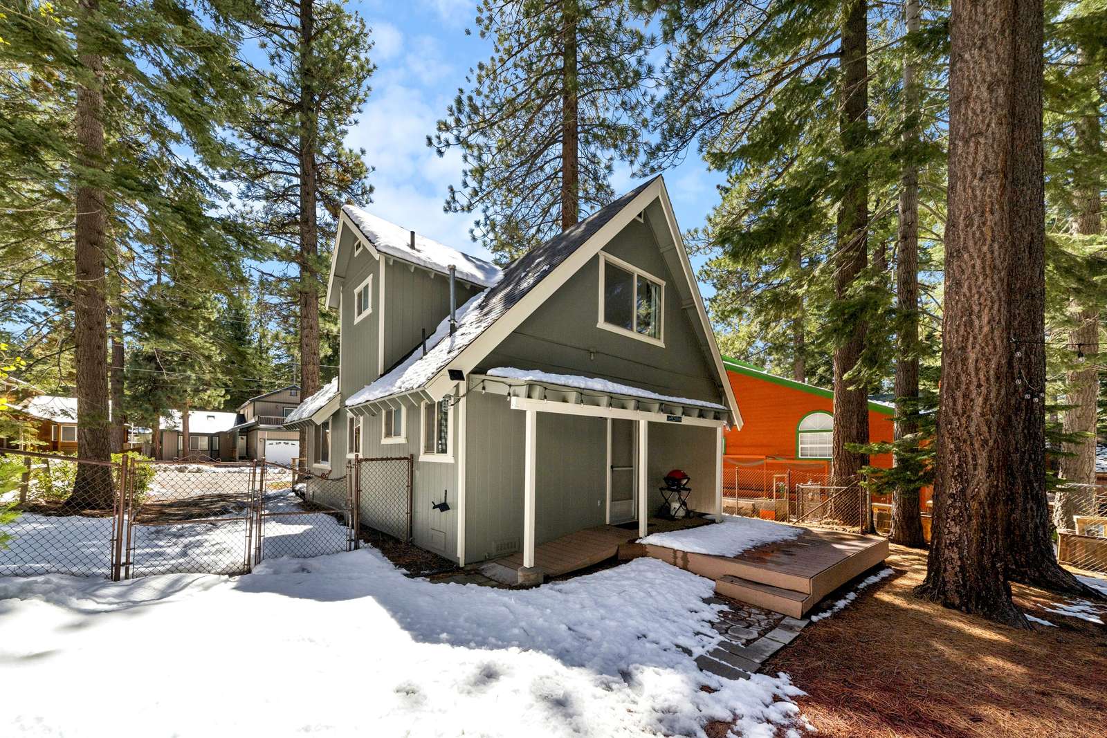 Cozy cabin retreat nestled among towering pine trees - property