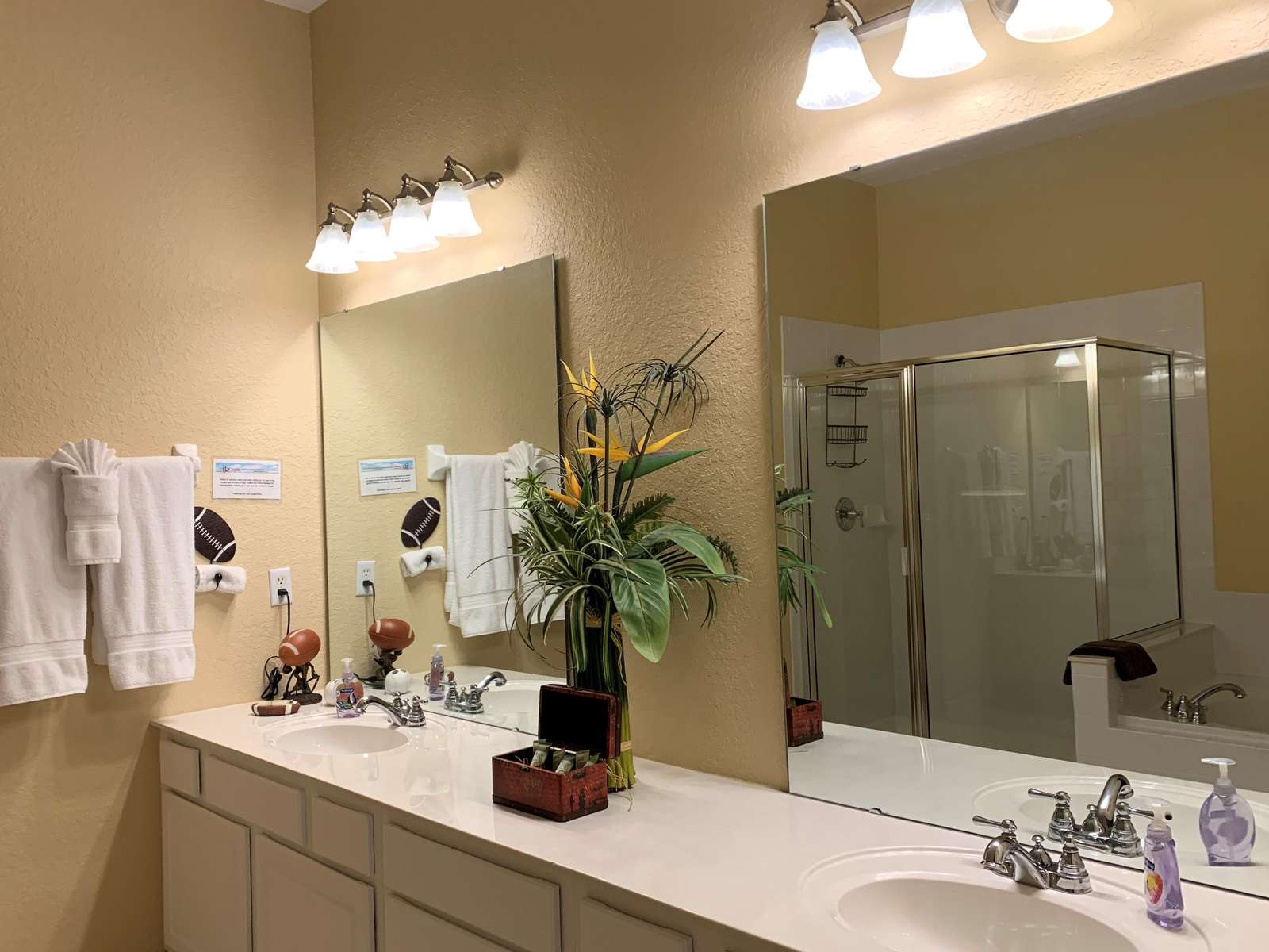 En-suite master bathroom with double sinks