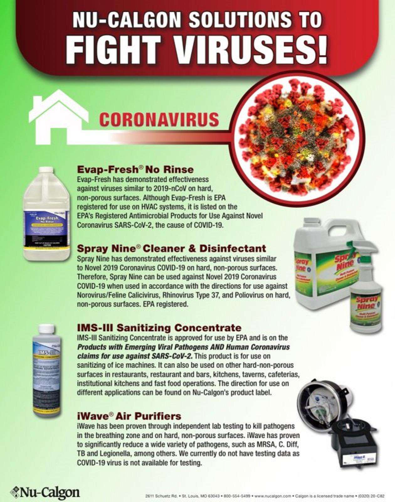 We proudly use Nu-Calgon products to clean and disinfect our units.