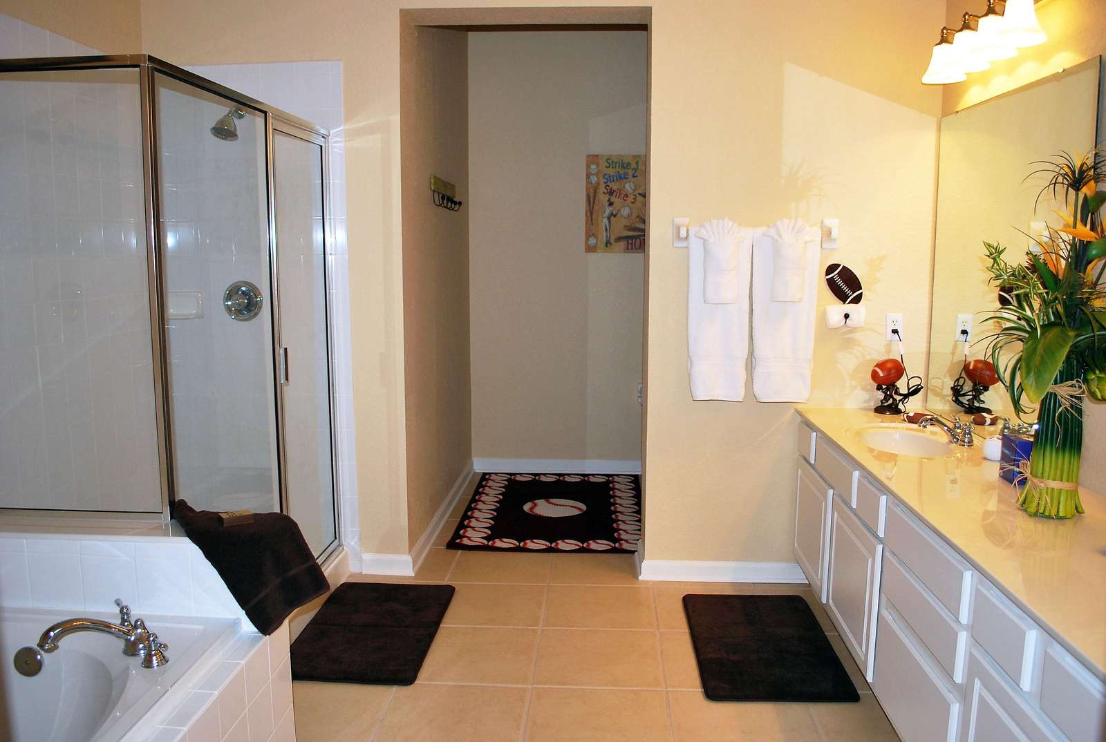 Just the master bathroom is the size of a regular hotel room!