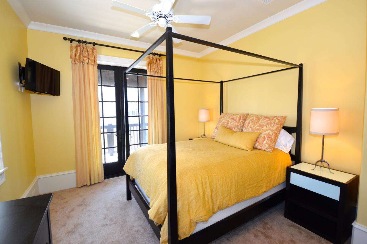 2nd Floor Queen Bedroom (2): Queen Bed, TV, Access to Balcony and Private Bath