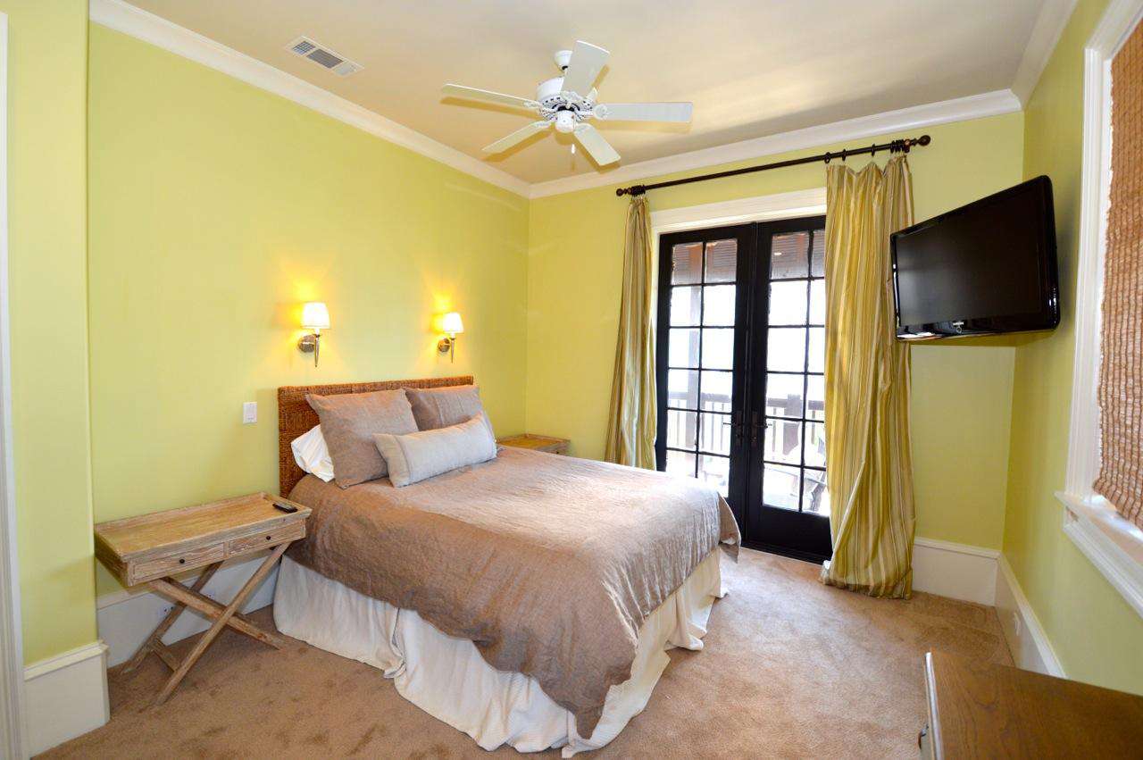 2nd Floor Queen Bedroom (1): Queen Bed, TV, Access to Balcony and Private Bath