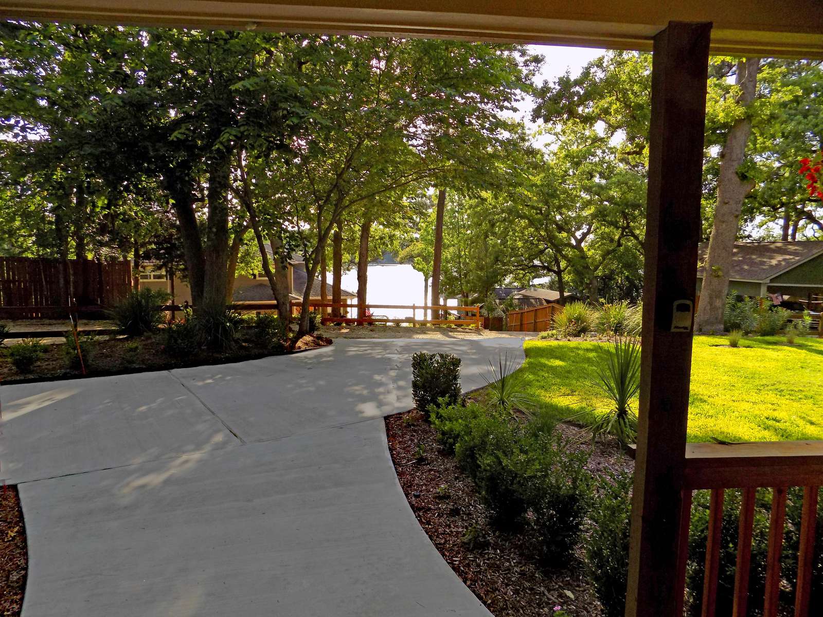 The view towards the lake from the front door of Henry's