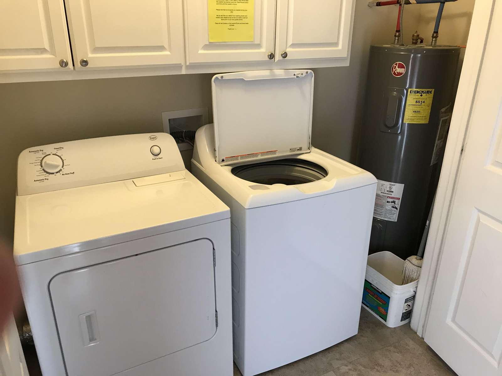 Adjoining the kitchen is your own laundry area. No need to run out to do laundry at our homes!