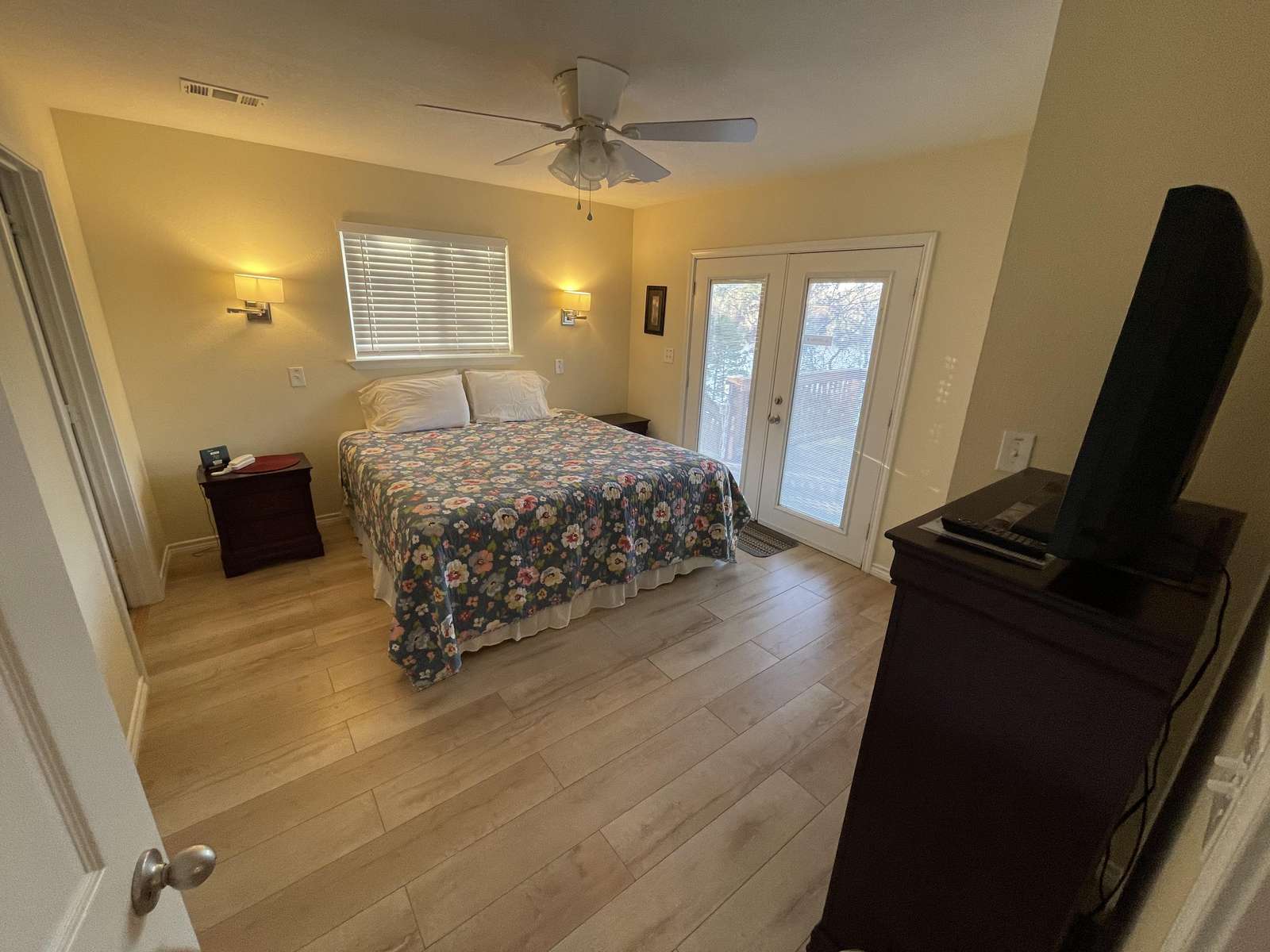 The home has two masters with decks and tables directly off the rooms. We'll call this Master Bed #1