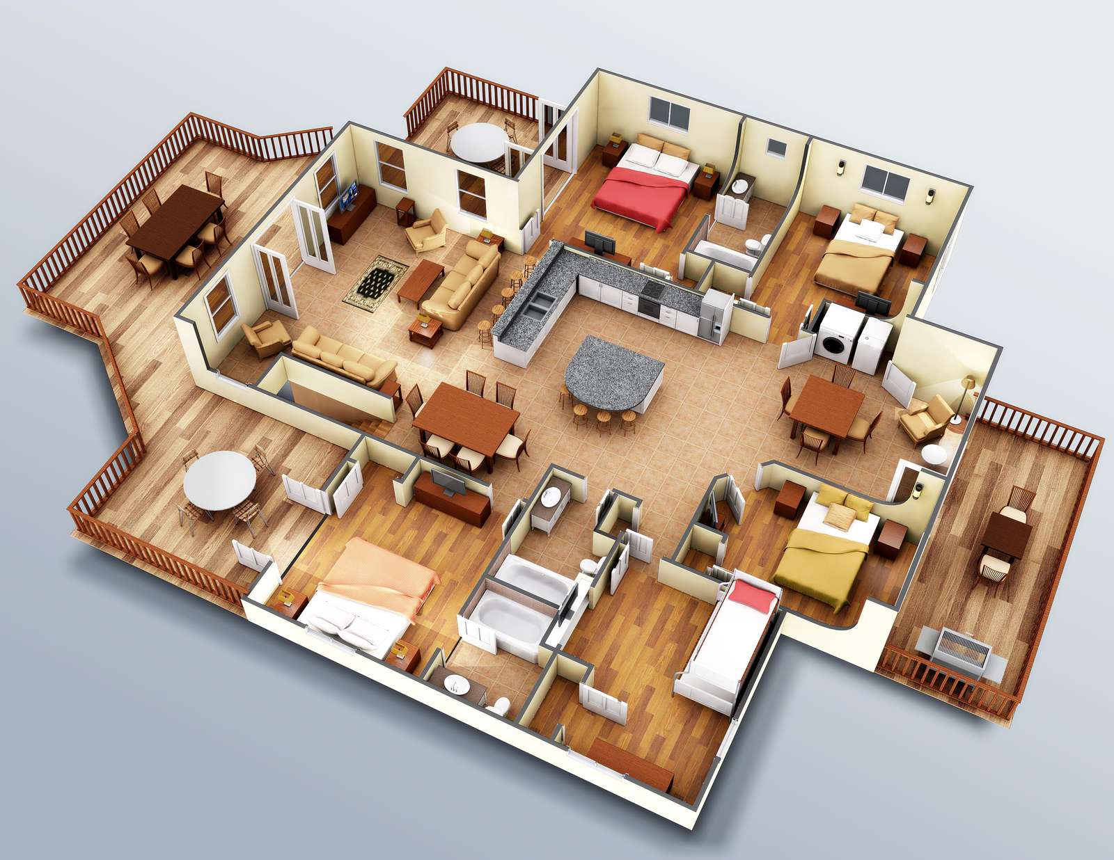 Use these accurate (down to the furniture) renderings coupled with the pictures to fully understand the interior layout.