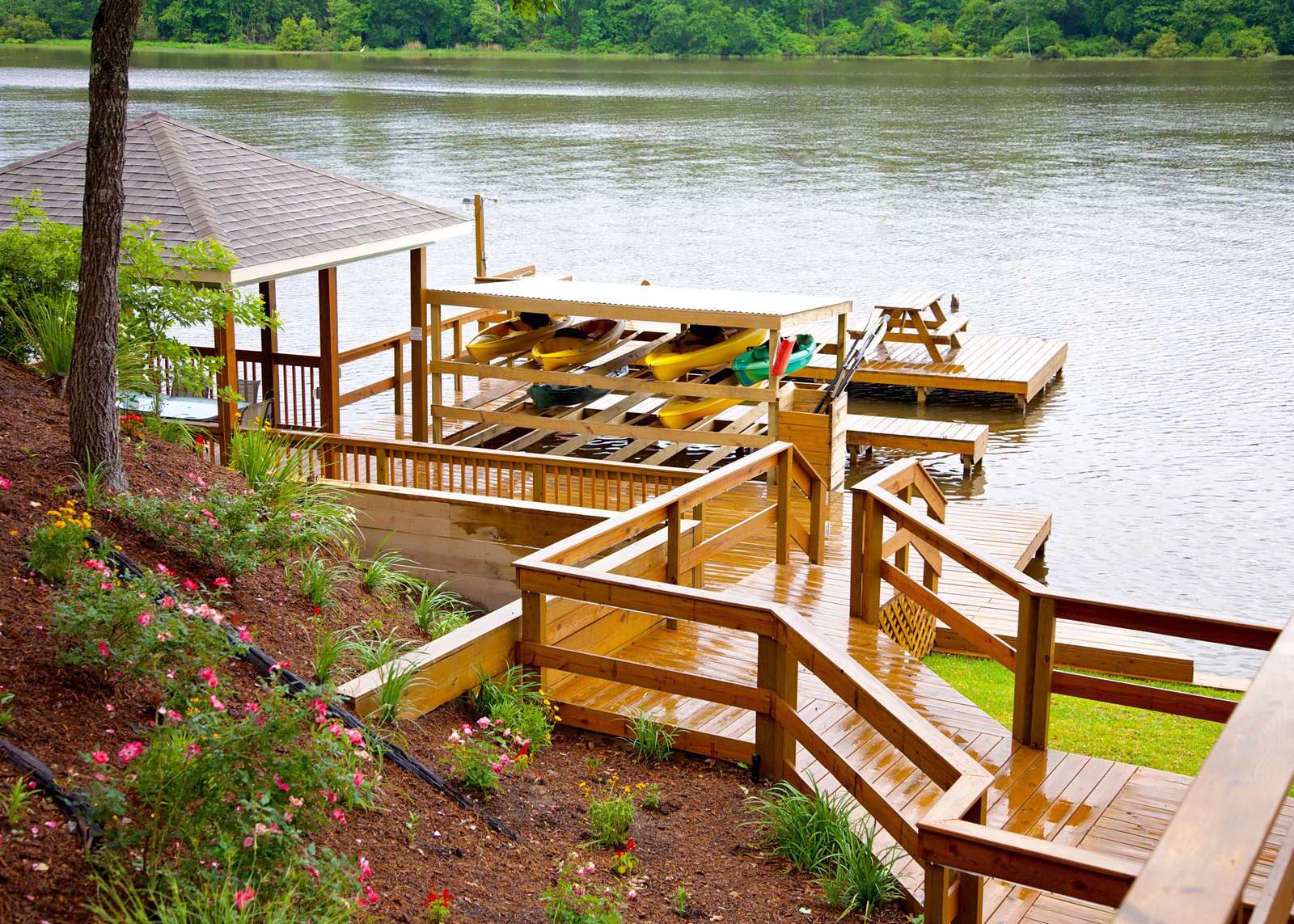 Your personal dock with boat slip, shade cover and fans await your family's fish and swim fest.