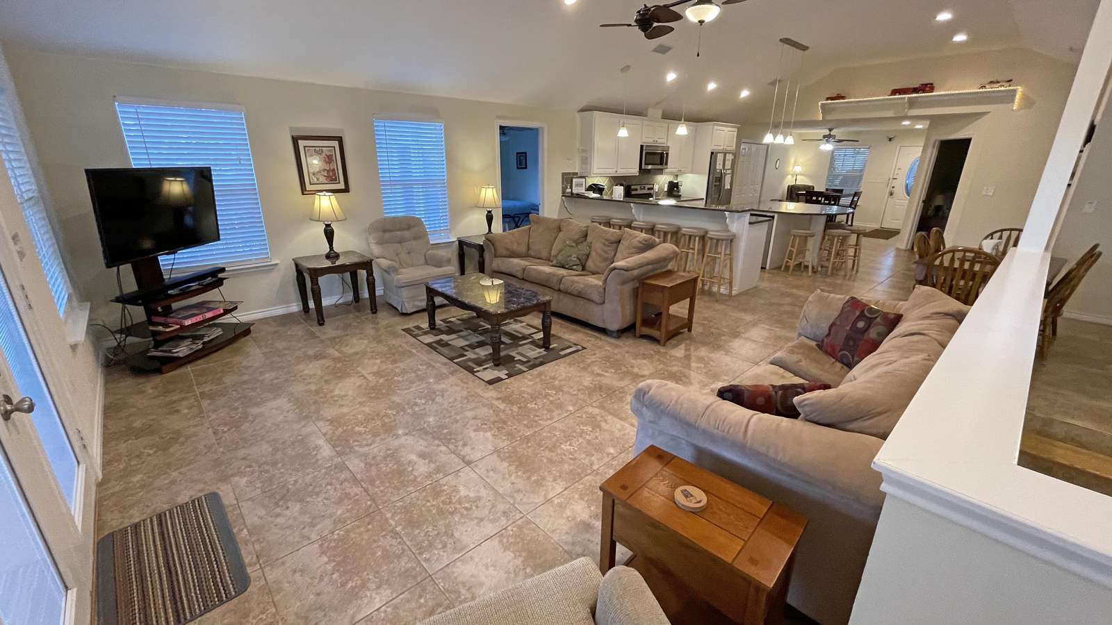 The open floor plan allows all guests to mingle and enjoy family time together.