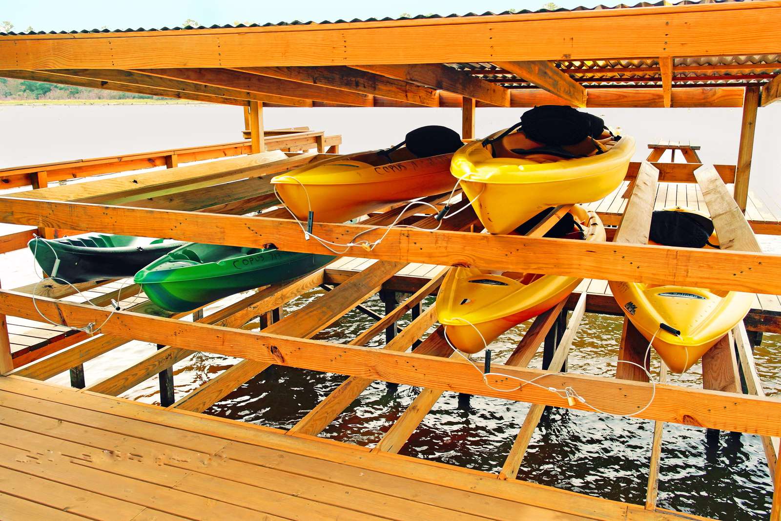 The kayaks are for your use, no need to share with others.. Put a life jacket on, hop on a kayak and explore!