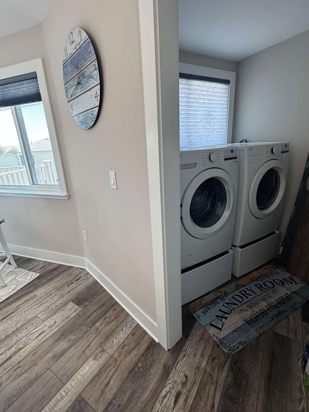 Laundry nook with modern washer and dryer units
